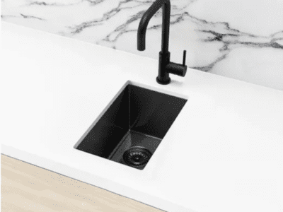 Lavello Nano Coated Stainless Steel Kitchen Sink - 272 x 382mm Half Bowl - Top Under Mount - PVD Gunmetal Black