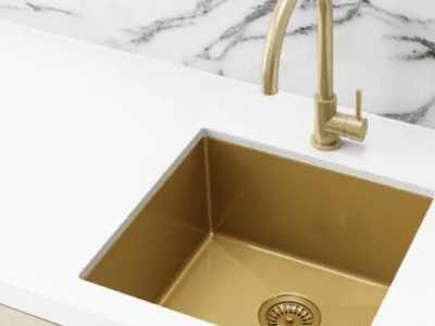 Lavello Nano Coated Stainless Steel Kitchen Sink - 450 x 450mm Single Bowl - Top Under Mount - PVD Brushed Bronze Gold