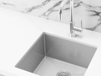 Lavello Nano Coated Stainless Steel Kitchen Sink - 450 x 450mm Single Bowl - TopUnder Mount - PVD Brushed Nickel