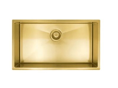 Lavello Nano Coated Stainless Steel Kitchen Sink - 760 x 440mm Large Single Bowl - Top Under Mount - PVD Brushed Bronze Gold