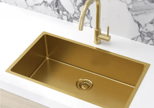 Lavello Nano Coated Stainless Steel Kitchen Sink - 760 x 440mm Large Single Bowl - Top Under Mount - PVD Brushed Bronze Gold 5