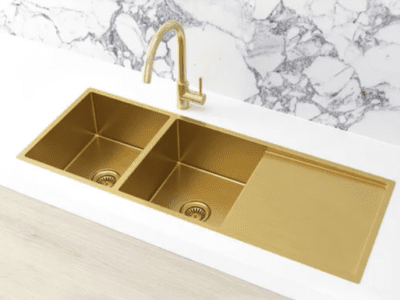 Lavello Nano Coated Stainless Steel Kitchen Sink Top Under Mount - PVD Brushed Bronze Gold